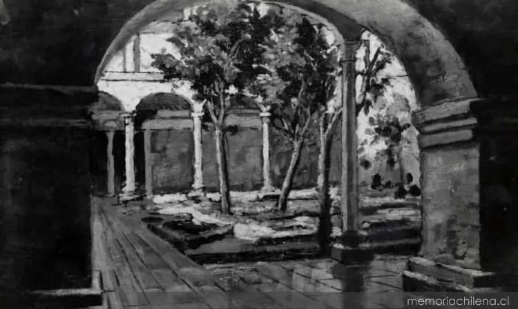 Claustro de las monjas del Hospital San Juan de Dios, hacia 1900 — 1900 | Chile de Ayer