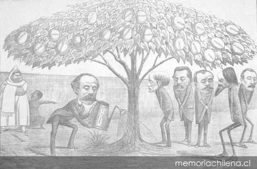 El presidente Balmaceda en el periódico Padre Padilla, hacia 1890 — 1890 | Chile de Ayer
