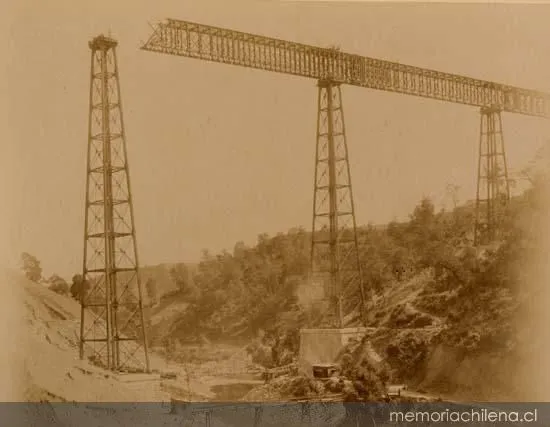 Construcción del viaducto de Malleco, hacia 1888 — 1889 | Chile de Ayer