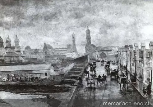 Puente de Cal y Canto, hacia 1850 — 1850 | Chile de Ayer