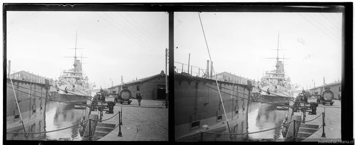 El O'Higgins en el dique, Talcahuano, 1907 — 1907 | Chile de Ayer