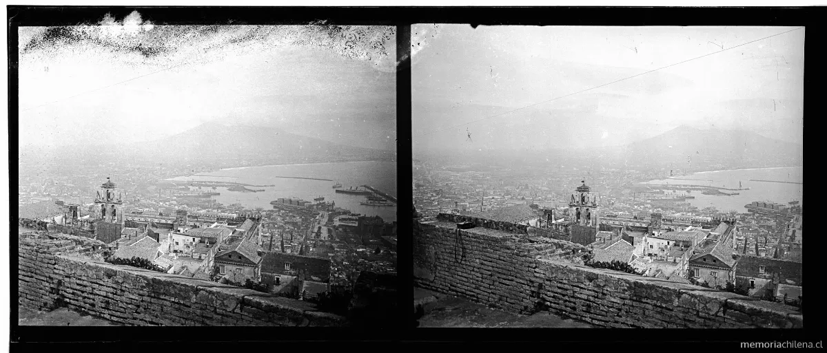 Vista de Nápoles y el Vesubio, Italia, marzo 1911 — 1911 | Chile de Ayer
