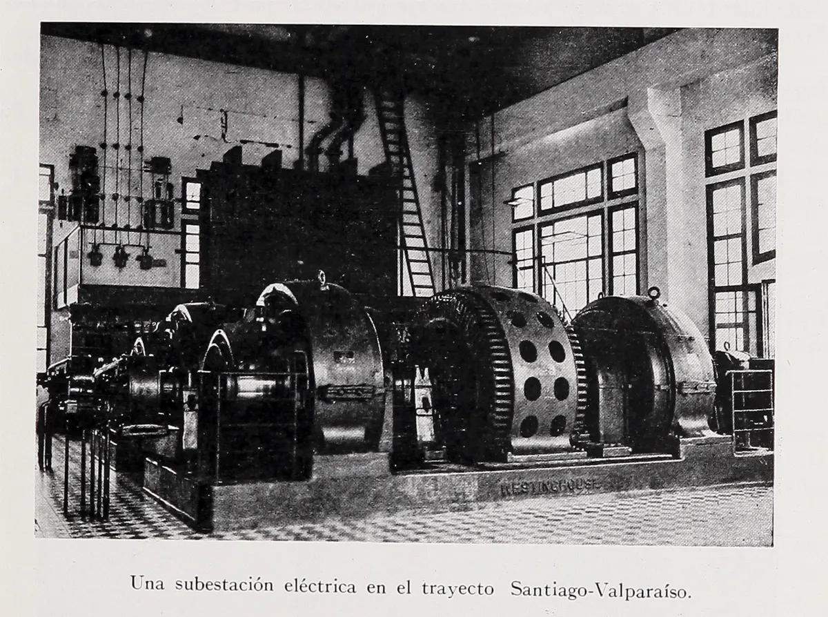 Una subestación eléctrica en el trayecto Santiago-Valparaíso — 1931 | Chile de Ayer