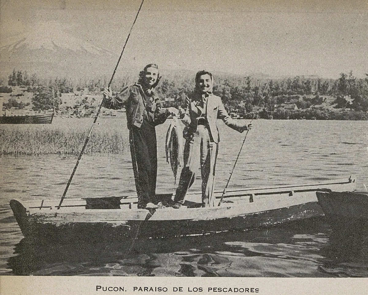 Pucón, paraíso de los pescadores, 1942 — 1942 | Chile de Ayer