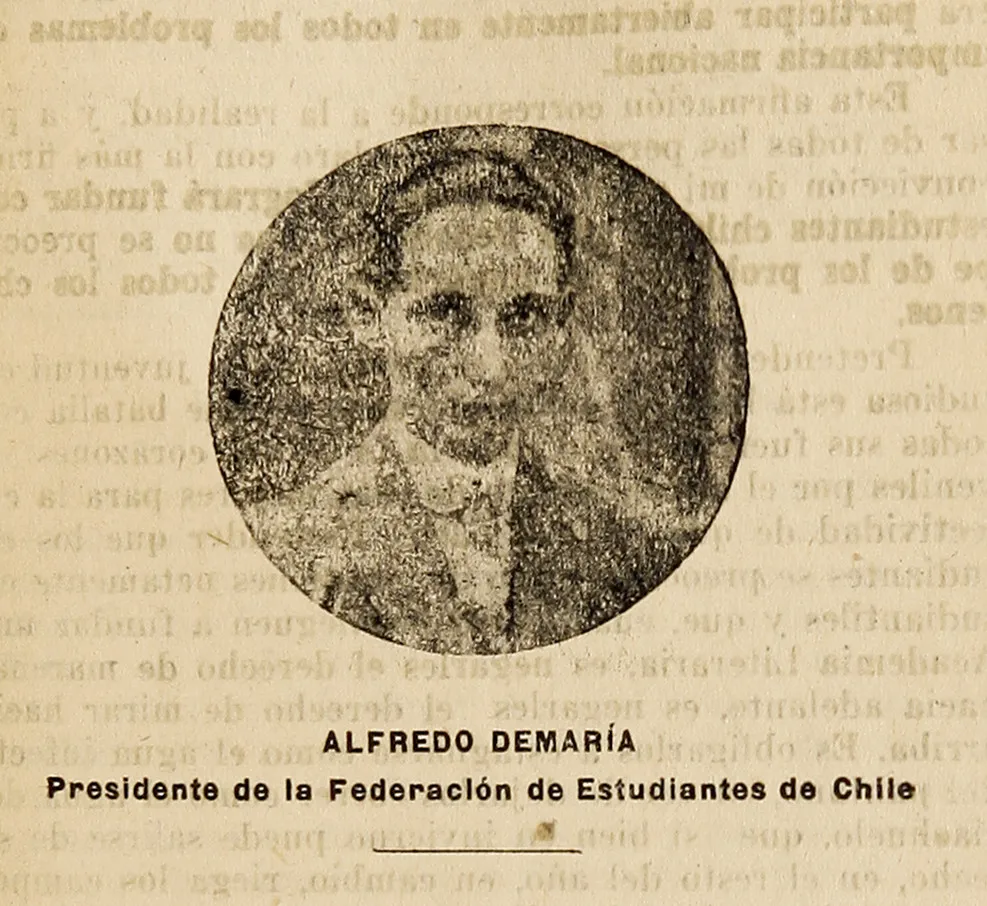 Alfredo Demaría: presidente de la Federación de Estudiantes de Chile, 1920 — 1920 | Chile de Ayer