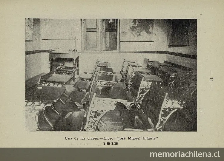 Sala de clases del Liceo de señoritas " — 1913 | Chile de Ayer