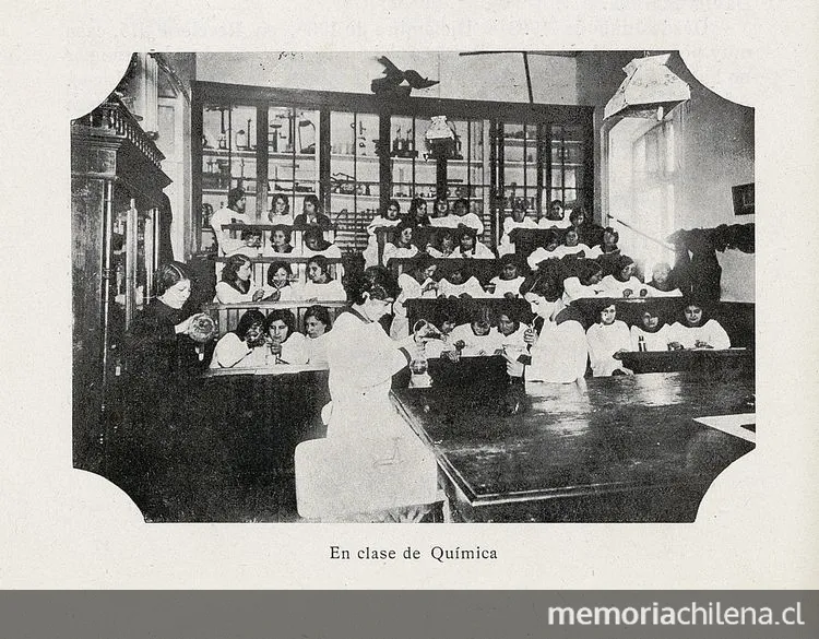 En clase de Química, hacia 1927 — 1927 | Chile de Ayer