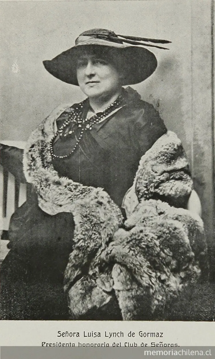 Señora Luisa Lynch de Gormaz, presidenta honoraria del Club de Señoras — 1918 | Chile de Ayer