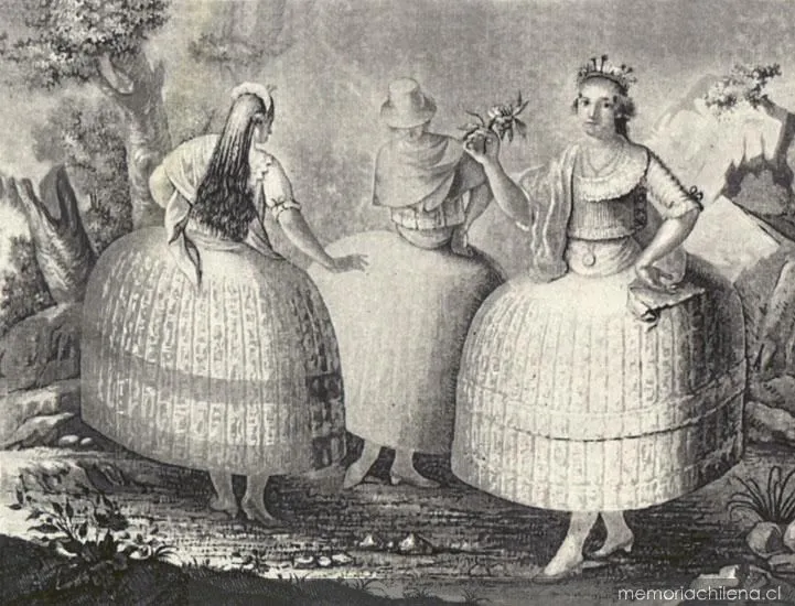 Modo de vestir que usaban las chilenas, 1790 — 1790 | Chile de Ayer