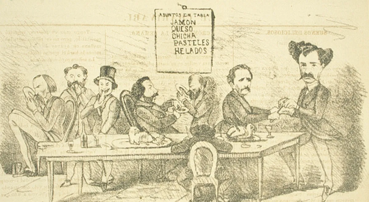 Asuntos en tabla: jamón , queso, chicha, pasteles, helados, 1867 — 1867 | Chile de Ayer