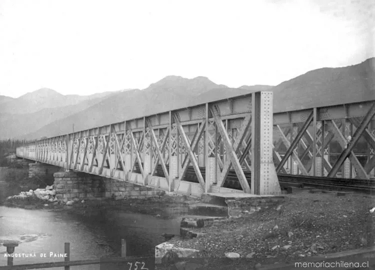 Puente ferroviario en Angostura de Paine, hacia 1910 — 1910 | Chile de Ayer