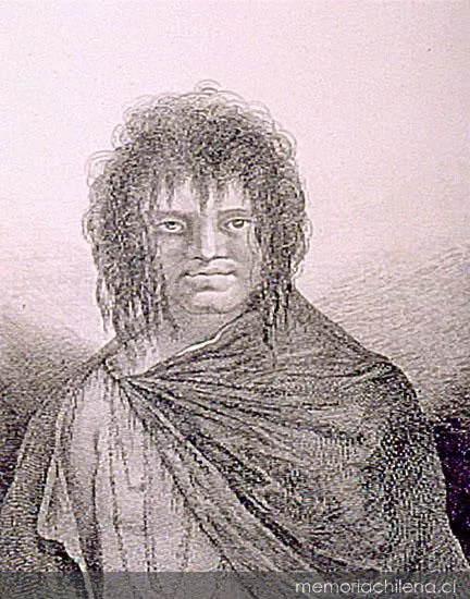 Homme du canal de Noel dans la Terre de Feu, hacia 1800 — 1800 | Chile de Ayer