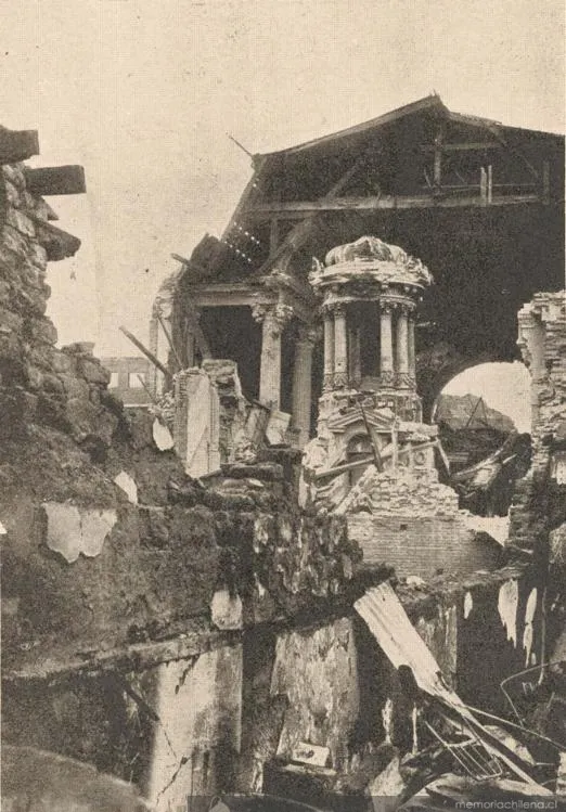 Interior de la Iglesia de la Merced, Valparaíso tras el terremoto de 1906 — 1906 | Chile de Ayer