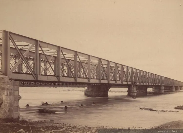 Puente férreo y carretero del Maule, hacia 1888 — 1888 | Chile de Ayer