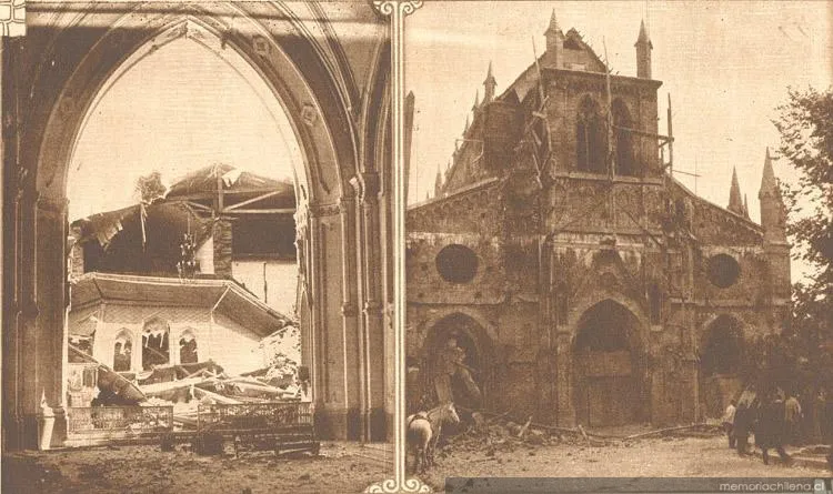Consecuencias del terremoto de Talca: Iglesias del Buen Pastor y del Sagrado Corazón, 1928 — 1928 | Chile de Ayer