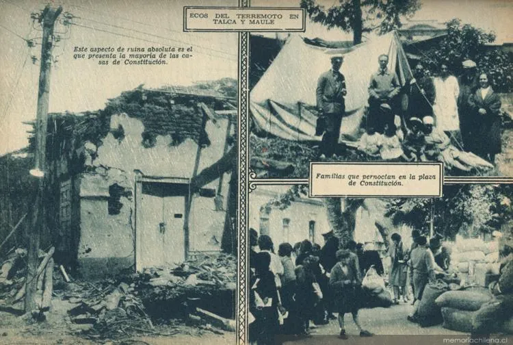 Ecos del terremoto en Talca y Maule: daños y escombros en Constitución, 1928 — 1928 | Chile de Ayer
