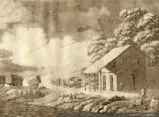 Vista de la casa de posta, hacia 1800 — 1800 | Chile de Ayer