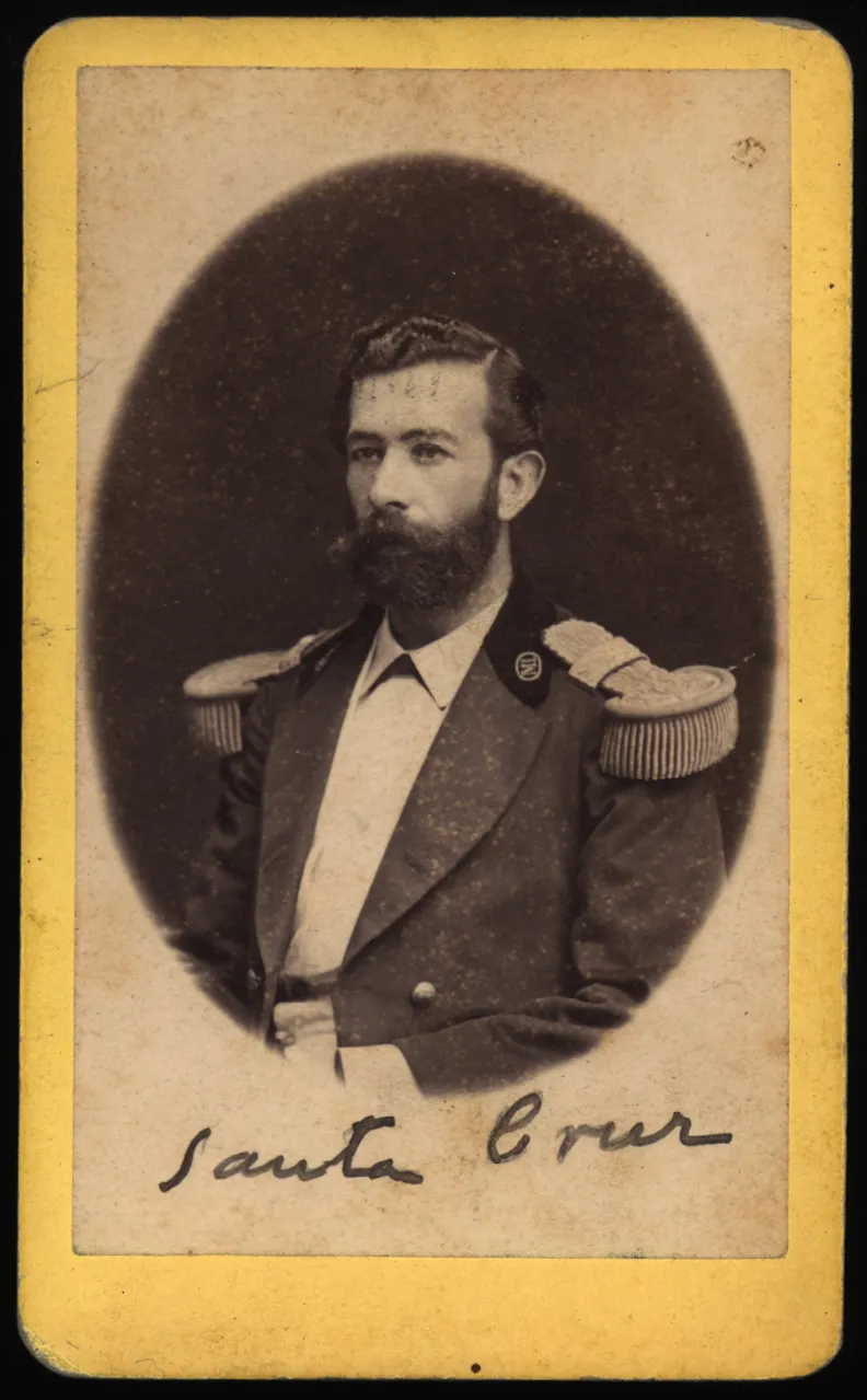 Ricardo Santa Cruz Vargas, retrato de medio cuerpo con uniforme, hacia 1880 — 1880 | Chile de Ayer