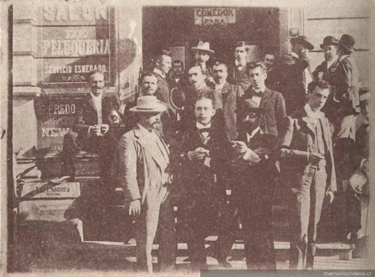 Columnistas en la celebración del aniversario de la Revista Instantáneas, 1901 — 1901 | Chile de Ayer