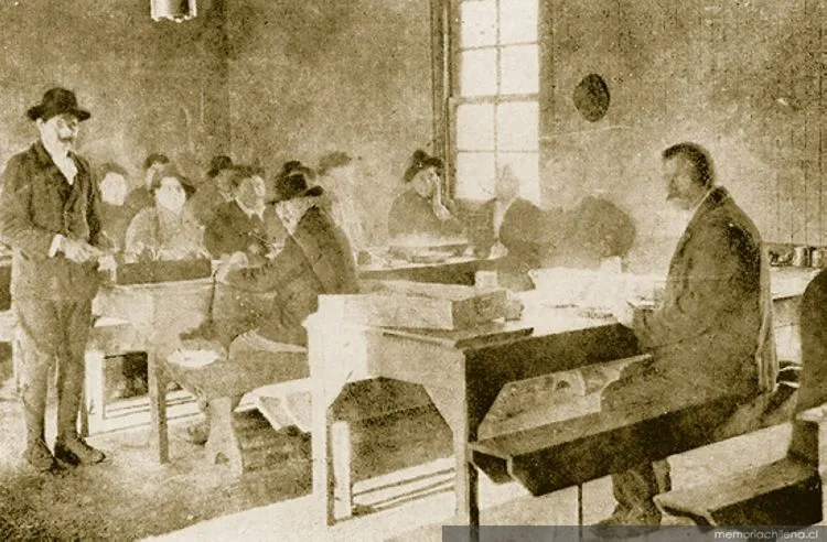 Comedor para trabajadores en la Estancia Cameron, Tierra del Fuego, 1920 — 1920 | Chile de Ayer