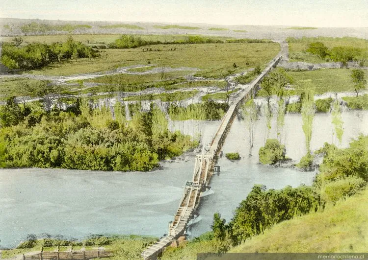 Puente sobre el río Mulchen — 1918 | Chile de Ayer