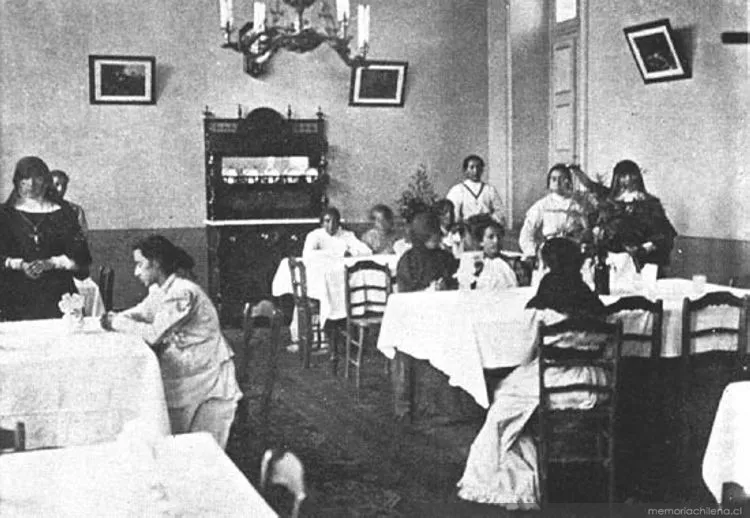 Casa de Orates: comedor de las pensionistas, 1901 — 1901 | Chile de Ayer