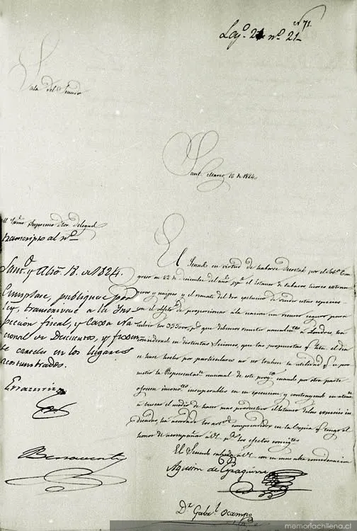 Decreto de aprobación del contrato de estanco a la compañía Portales y Cea, 1824 — 1824 | Chile de Ayer
