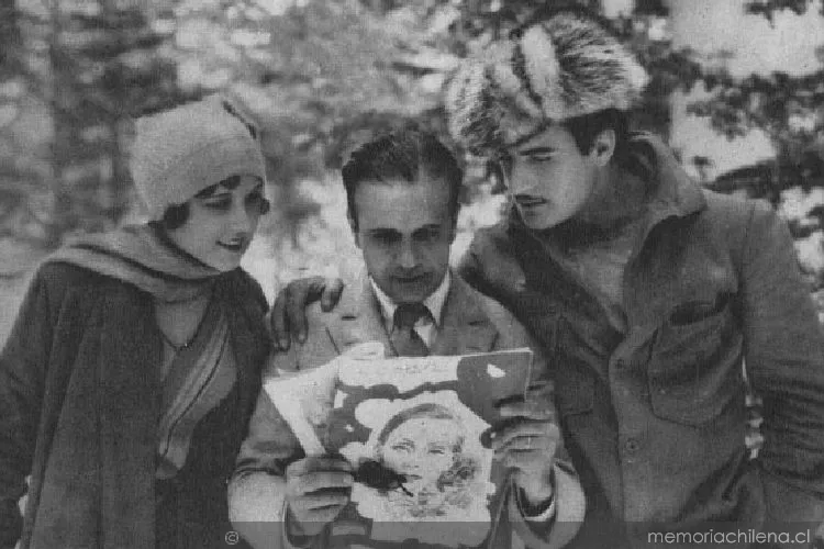 Carlos Borcosque junto a Rosita Ballestero y Gilbert Roland, ca. 1930 — 1930 | Chile de Ayer