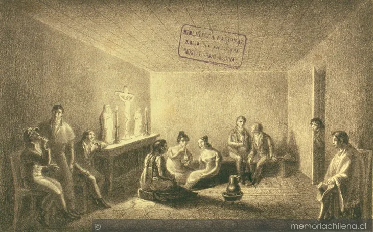 Tertulia and mate party, 1824 — 1824 | Chile de Ayer