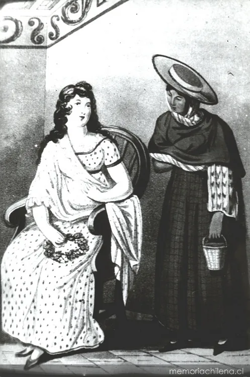 Dama de la aristocracia chilena con su mucama, 1900 — 1900 | Chile de Ayer