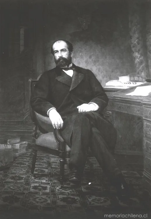 Federico Errázuriz Zañartu en escritorio con documentos — 1900 | Chile de Ayer