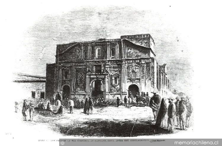 Ruinas de la Iglesia de la Compañía de Santiago después del incendio — 1900 | Chile de Ayer