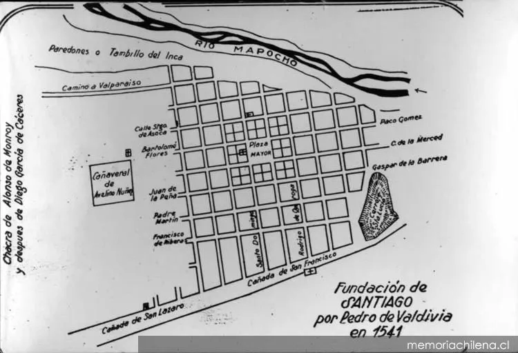 Fundación de Santiago por Pedro de Valdivia en 1541 — 1900 | Chile de Ayer