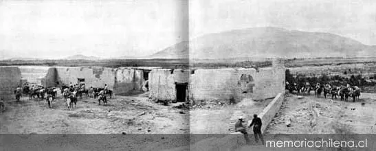 Soldados chilenos del Regimiento Cazadores en el campo de batalla, hacia 1880 — 1880 | Chile de Ayer