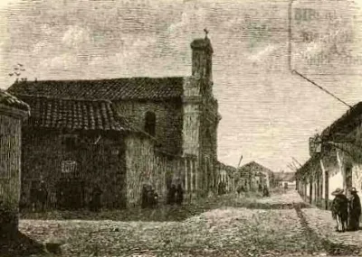 Santiago - Casa de Pedro Valdivia y Capilla de Vera Cruz (1872) — 1872 | Chile de Ayer
