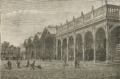 Santiago - Vista interior de la estación de los ferrocarriles (1872) — 1872 | Chile de Ayer