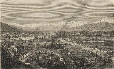 Santiago - Vista general tomada del cerro de Santa Lucía (1872) — 1872 | Chile de Ayer