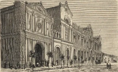 Palacio de la Universidad (de Chile) e Iglesia de San Diego. — 1872 | Chile de Ayer