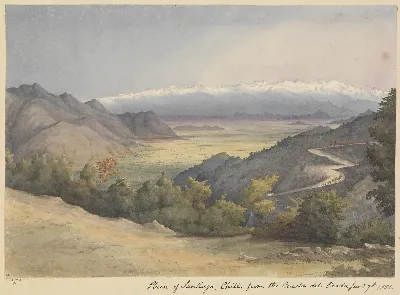 Llano de Santiago desde la Cuesta del Prado, 1851 — aprox. 1851 | Chile de Ayer