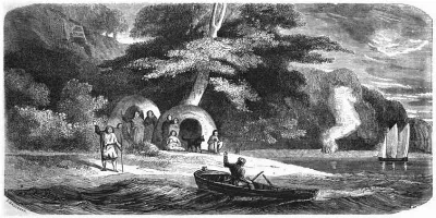 Chozas de los Alacalufes en el Puerto del Hambre — aprox. 1861 | Chile de Ayer