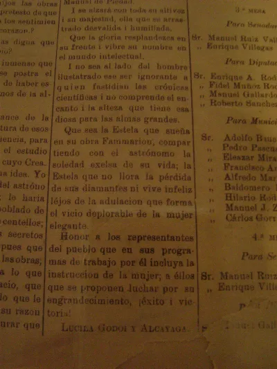 Publicación con el nombre real de Gabriela Mistral, Lucila Godoy Alcayaga — Década de 1900 | Chile de Ayer