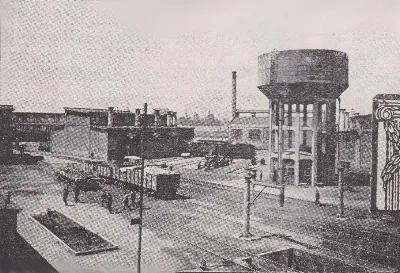 Casa de Máquinas de San Eugenio, patio de aprovisionamiento, circa 1929 — aprox. 1929 | Chile de Ayer