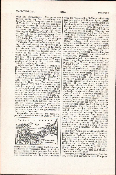 Mapa histórico de Valparaíso en enciclopedia — aprox. 1890–1930 | Chile de Ayer