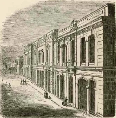 Valparaíso - Calle de la Planchada, costado norte — 1872 | Chile de Ayer