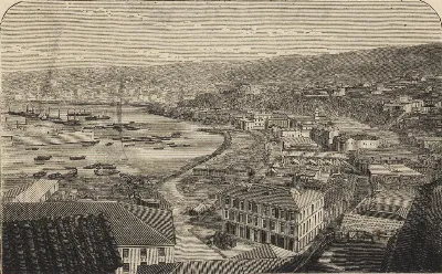 Valparaíso - Vista del puerto, tomada del cerro del Castillo — 1872 | Chile de Ayer