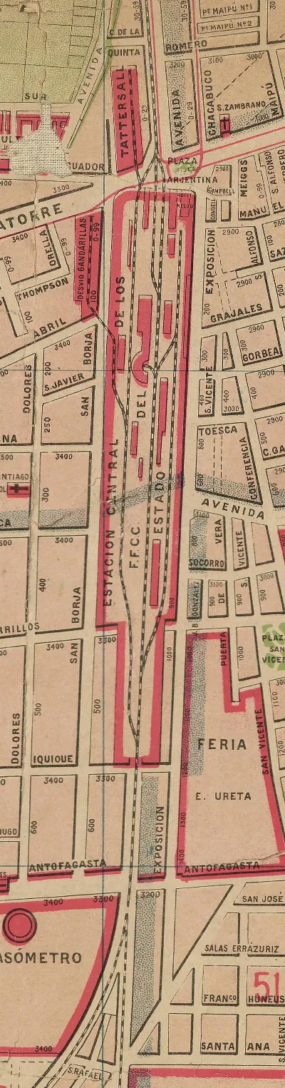 Plano jeneral de la ciudad de Santiago e inmediaciones notablemente completado i correjido — aprox. 1900 | Chile de Ayer