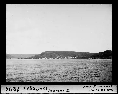 Lebu, panorama desde el mar — aprox. 1897–1940 | Chile de Ayer