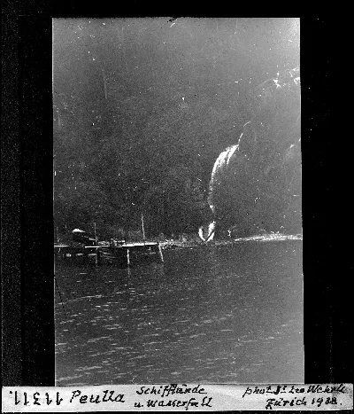 Peulla, embarcadero y cascada — aprox. 1938–1940 | Chile de Ayer