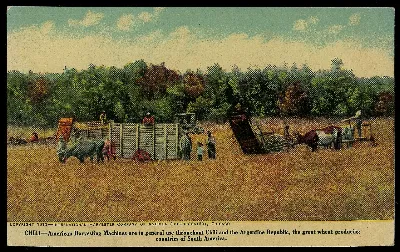 Cosecha con maquinaria americana en Chile, 1910 — aprox. 1910–1930 | Chile de Ayer