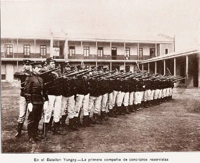 Primera compañía de conscriptos reservistas del Batallón Yungay — aprox. 1904–1930 | Chile de Ayer